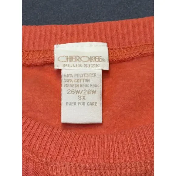 VTG  NEW Cherokee Sweatshirt 90s Y2K Coral Embroidered Oversized Pullover Mom 3x - Picture 5 of 7